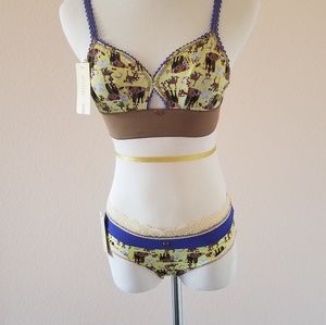 Yellow Animal Print Bralette & Panty Set by Maaji,